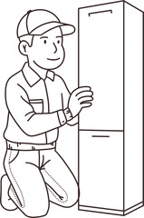 Repairman checking air conditioner