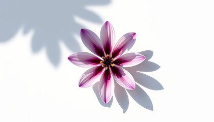 Elegant dahlia flower with pink and purple petals casting a soft shadow