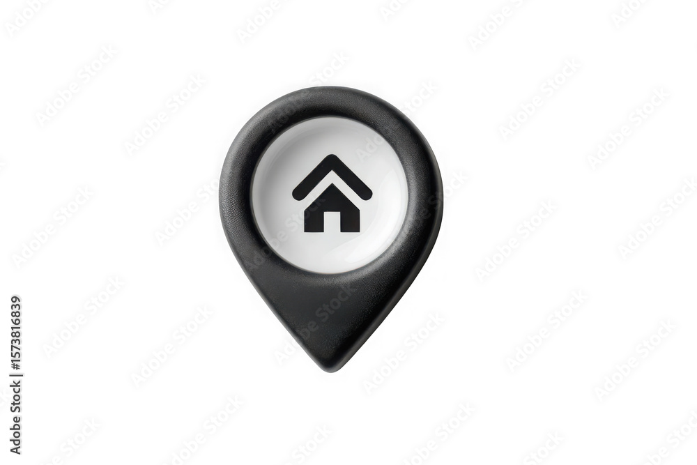 Poster gray map pointer with house icon isolated on transparent background