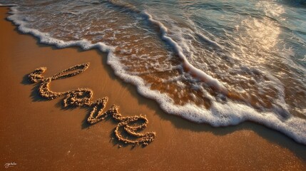 Ocean's Embrace: The Word 'Love' in Gentle Waves