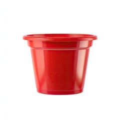 Bright Red Plastic Flower Pot for Home and Garden Decor Use