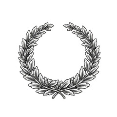 Isolated White Laurel Wreath Symbol of Victory on Transparent Background