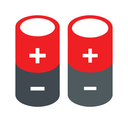 Isometric Pair of Red Batteries Icon Vector