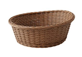 Isolated Basket Woven From Wicker Material Brown Color Empty With Transparent
