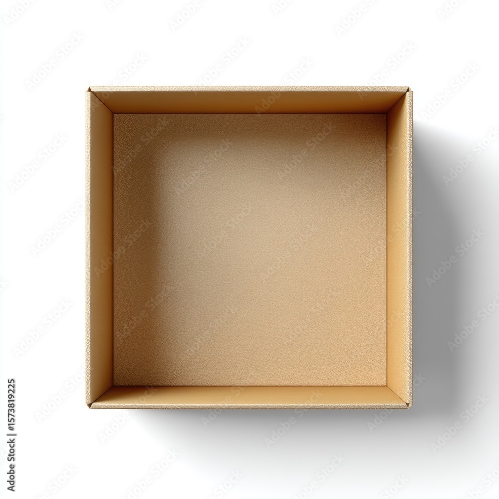 Poster empty cardboard box with no contents isolated on white background