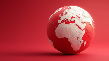 Tactile World Globe on Vibrant Red - Diversity & Connection Symbol with Headline Space