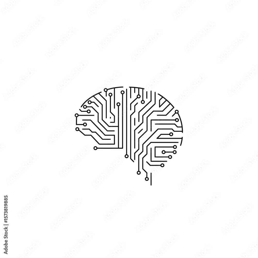 Aufkleber a stylized representation of a brain formed from circuit board pathways.