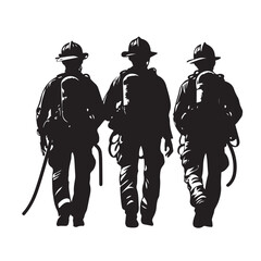 Firefighters group silhouette vector illustration 