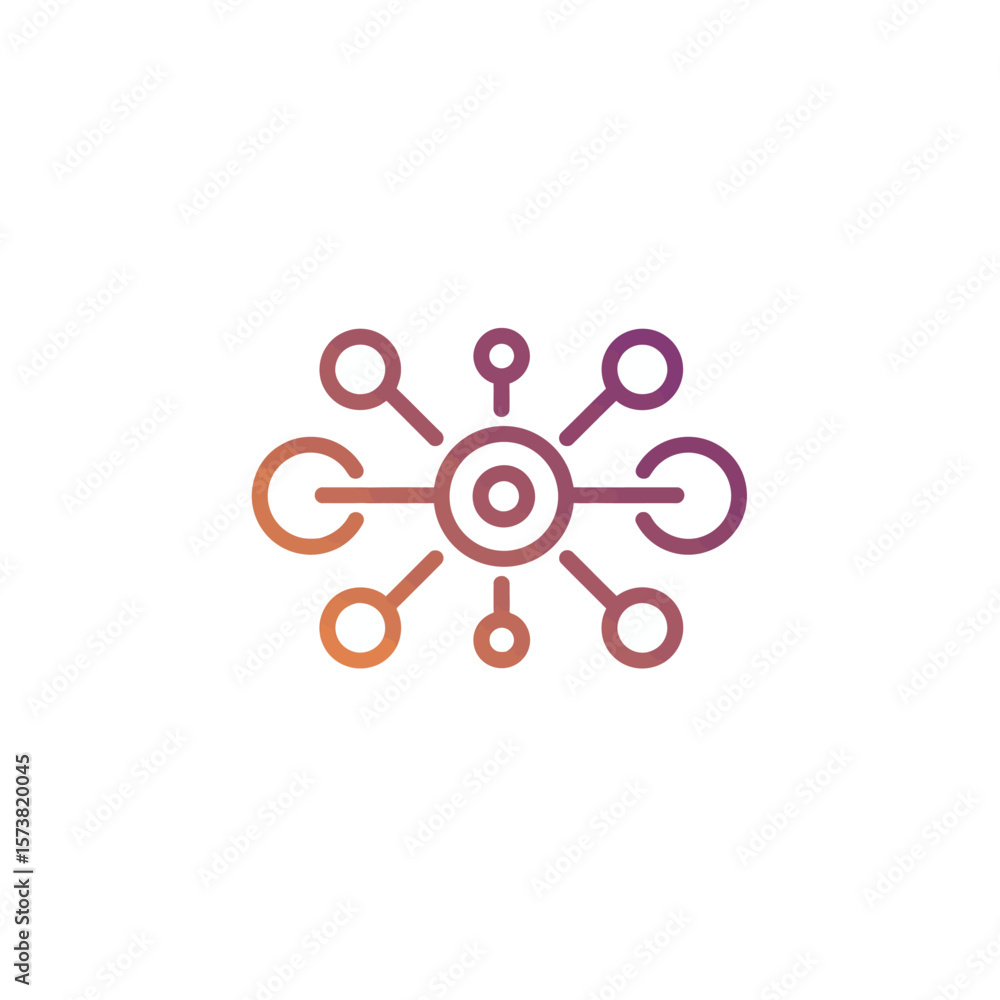 Poster abstract graphic design of interconnected circles and lines, radiating outward from a central point.