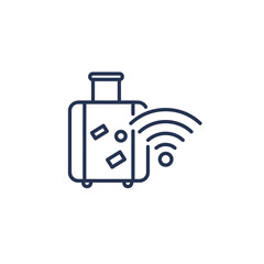 A luggage suitcase with wireless internet connection, a simple graphic representation.