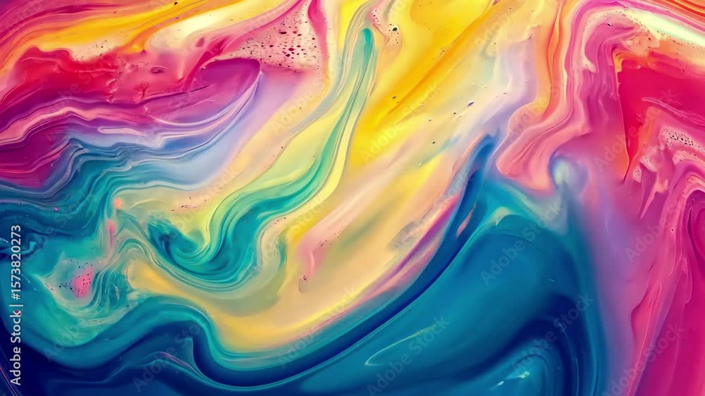 Aufkleber dynamic liquid rainbow texture flowing in chaotic patterns, abstract moving liquid, rainbow chaotic 