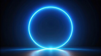 Obraz premium Abstract Glowing Circle in Dark Space, Futuristic Neon Light Frame Design for Digital Backgrounds or Presentations