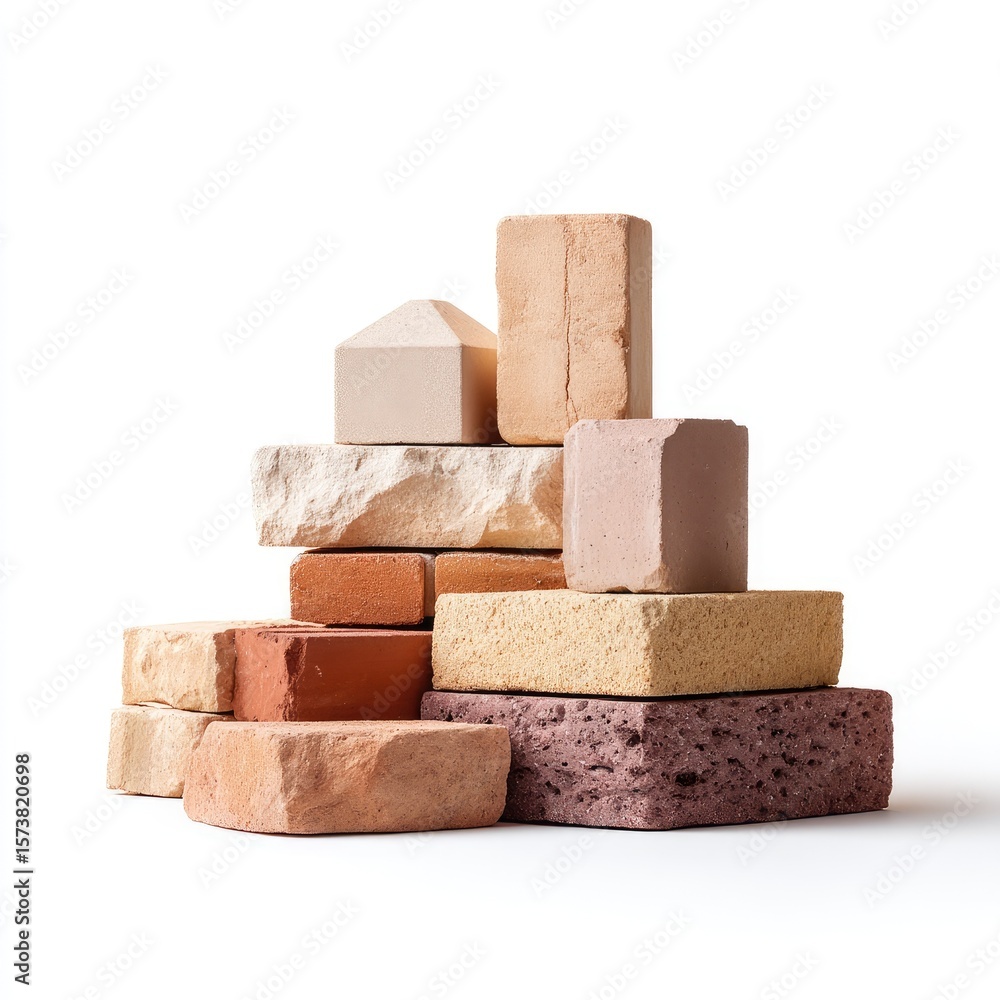 Poster stacked building materials in various textures and colors