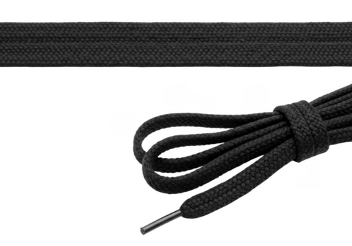 Isolated Black Shoelace Accessory Knot Tie on Transparent Background