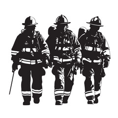 Firefighters group silhouette vector illustration 