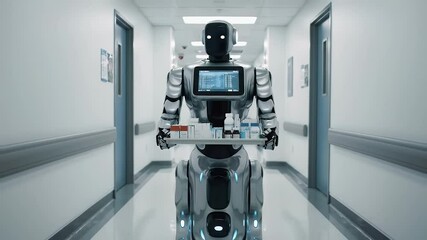 Hospital robot delivers medication in sterile corridor - Powered by Adobe