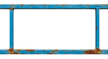 Isolated Blue Rusted Metal Frame on Transparent Background Illustration