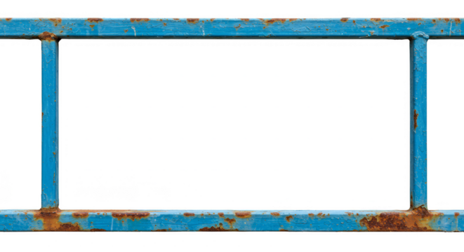 Isolated Blue Rusted Metal Frame on Transparent Background Illustration