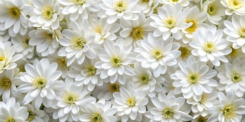 Close up of many beautiful white chrysanthemum flowers in full bloom