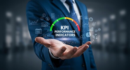 Man presenting key performance indicators for business success