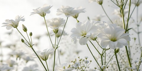 Elegant White Flowers with Soft Lighting and Shallow Depth of Field