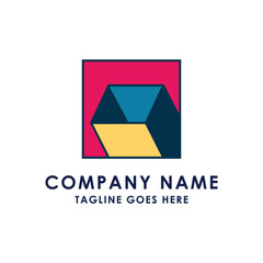 Colorful Geometric Cubic Cube Box for Package or Storage Logo Design