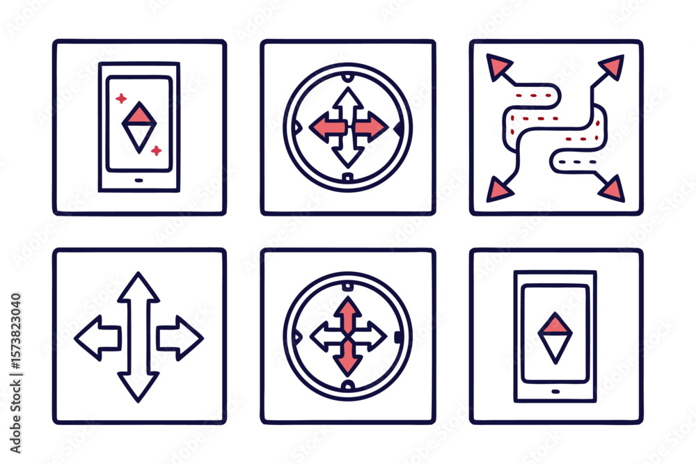 Poster a set of 5 mix icons as arrow map navigation