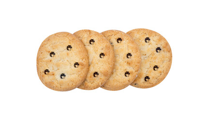 Row of Four Golden Cookies with Dark Specks