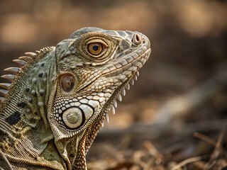 Obraz premium iguana on tree. iguana, lizard, reptile, animal, green, wildlife, nature, wild, dragon, eye, zoo, closeup, skin, scales, animals, head, portrait, pet, tropical, green iguana, fauna, close-up, macro