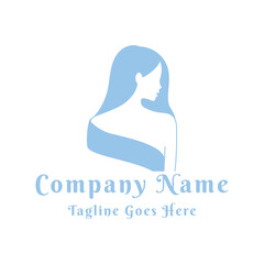 Beauty Pretty Sexy Long Hair Woman Lady Female Girl Body for Wellness Spa Logo Design