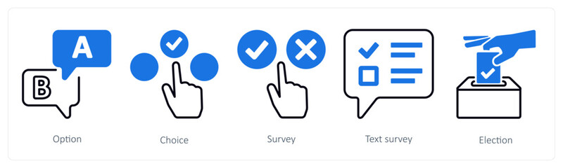 A set of 5 mix icons as option, choice, survey