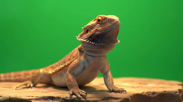 Bearded Dragon Portrait on Green Screen