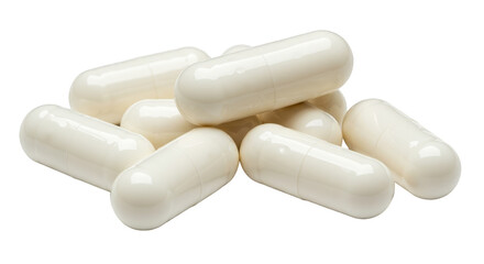 Isolated Capsules of White Medication Pills Health Supplement Medicine