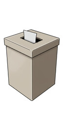 Illustration of Beige Ballot Box With Voting Paper on Transparent BG