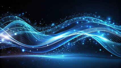 Obraz premium Abstract Blue Energy Wave with Glowing Particles and Subtle Light Effects