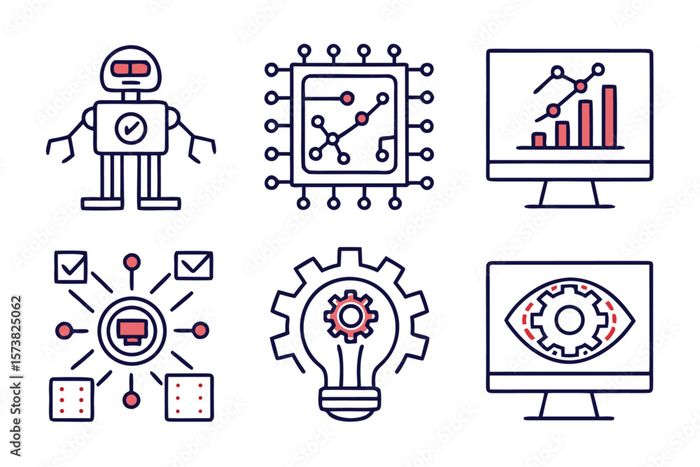 Poster modern minimal graphic elements for automation technology featuring clean lines and a sophisticated 