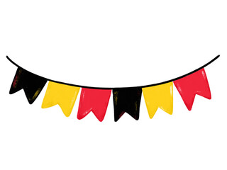 Cute hand drawn happy germany Belgian Belgium national independence day bunting flag garland black yellow orange red crayon watercolor brush grunge theme doodle illustration clipart png