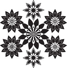 Black & White Floral & Starburst Mandala Collection - Vector Elements
