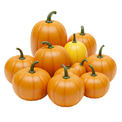 Obraz premium Orange and Yellow Pumpkins on Transparent Background