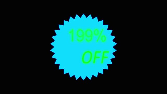 199 percent price discount special promotional offer label animation with alpha Specie Offer Sale, Discount, Price Drop, Offer Sticker. Discount 199 Percent Loop able Animated Badge with Alpha Matte.