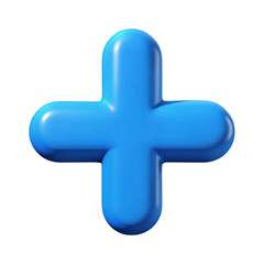 Obraz premium 3d blue plus sign isolated on transparent background