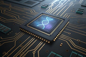 DNA Data Processing Microchip on Circuit Board Biotechnology and Computing
