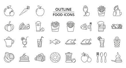 Food Icons Collection, Culinary Designs, Digital Illustrations, Minimalist Style, Creative Environment, Graphic Viewpoint