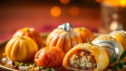 A platter of assorted asian pastries and sweets is perfect for celebrations