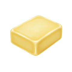 Pale Yellow Butter Block, Digital Rendering on Transparent Background
