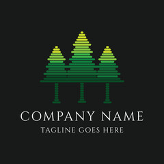 Pine Evergreen Fir Hemlock Spruce Conifer Cedar Coniferous Cypress Larch Pinus Trees Forest Logo Design
