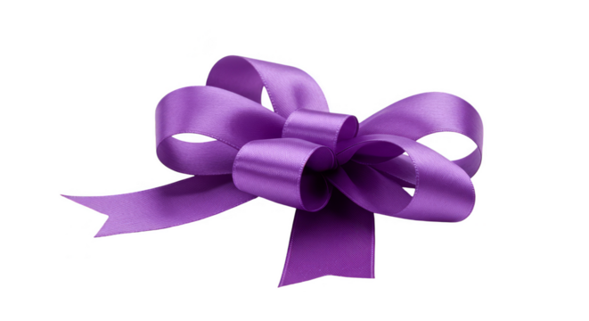 Isolated Festive Purple Ribbon Bow Decoration on Transparent Background