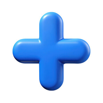 3d blue plus sign isolated on transparent background