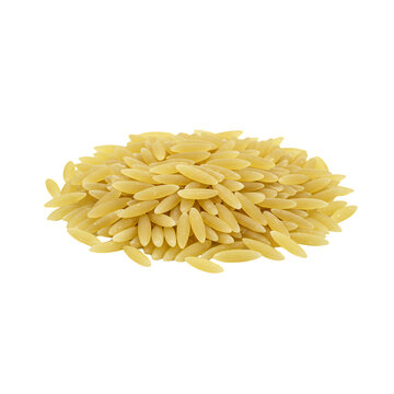 Pile of Yellow Orzo Pasta Grains with Rice Shape Texture on Transparent Backdrop