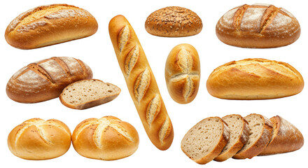 Isolated Fresh Baked Loaves Wheat Baguette On Transparent Background